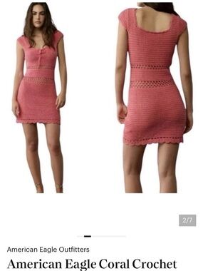 American Eagle Outfitters Coral Crochet Mini Dress XL NWOT